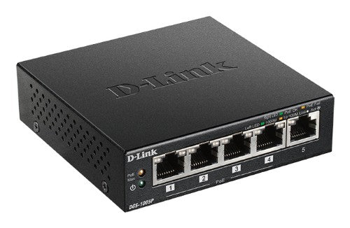 D-Link DGS-1005P/E network switch Unmanaged Gigabit Ethernet (10/100/1000) Power over Ethernet (PoE) Black