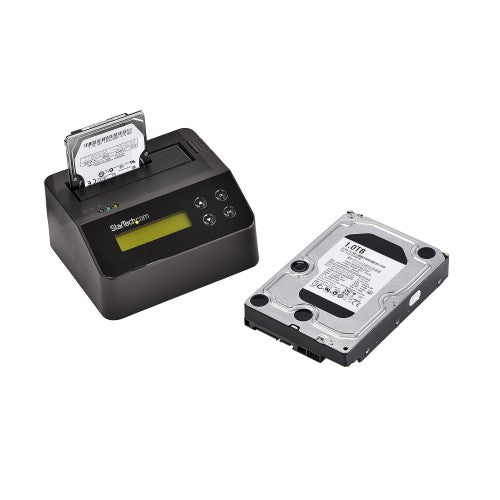 StarTech.com Single Bay Hard Drive Eraser, Standalone HDD/SSD Sanitizer, USB 3.0 to SATA II (3 Gbps), 9 Erase Modes, LCD Display, Secure Erase Hard Disk Sanitizer Dock, DB-9 Printer Port, TAA Compliant