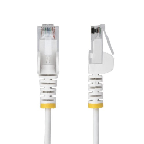 StarTech.com 2m White Slim CAT6 Ethernet Cable, Snagless, 100W PoE, UTP, LSZH, 28AWG Pure Bare Copper Wire, Slim RJ45 Network Patch Cord w/Strain Reliefs, Individually Tested