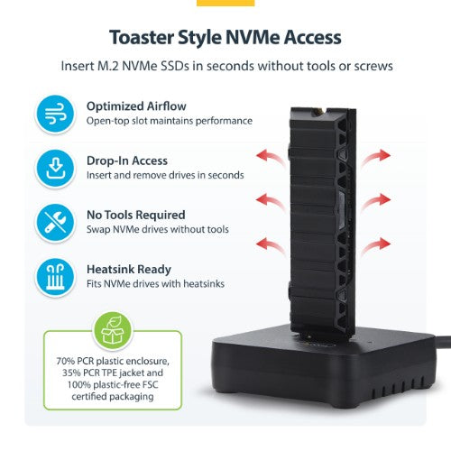 StarTech.com USB-C/USB-A to M.2 NVMe Dock Adapter, 10Gbps, Tool-Free External M.2 NVMe SSD Reader, B+M/M-Key