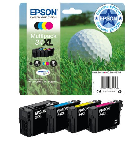 Epson C13T34764010/34XL Ink cartridge multi pack Bk,C,M,Y high-capacity 16,3ml + 3x10,8ml Pack=4 for Epson WF-3720