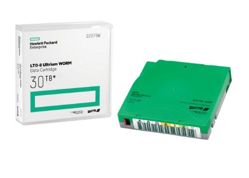 HPE LTO-8 Ultrium 30TB WORM Custom Labeled 20 Data Cartridges with Cases