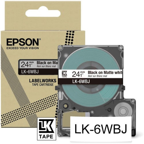 Epson C53S672064/LK-6WBJ DirectLabel-etikettes black on white 24mm x 8m for Epson LabelWorks LW-C 610