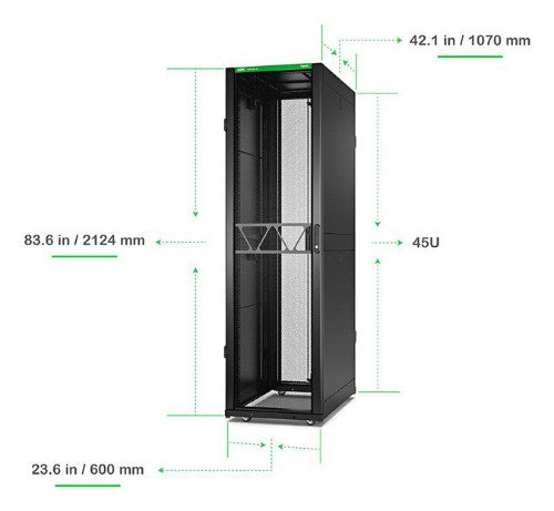 APC NetShelter SX Server Rack Gen 2, 45U, 2124H x 600W x 1070D mm, with Sides, Black