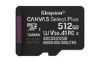 Kingston Technology 512GB microSDXC Canvas Select Plus Gen3 150MB/s A1 Card + Adapter