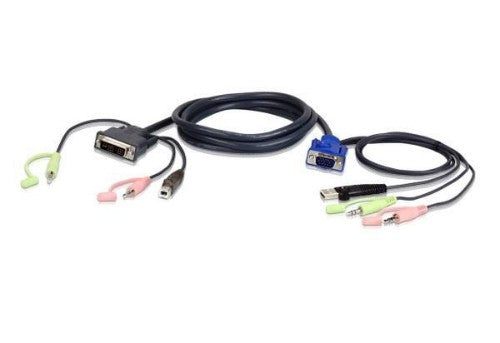 ATEN VGA USB to DVI 3m KVM cable Black, Blue, Green, Pink