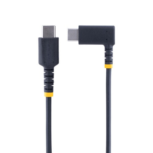 StarTech.com 3ft (1m) USB-C Fast Charging Cable, Rugged, Right-Angled, Charge & Sync, 60W (3A) PD, USB 2.0, TPE Jacket and Aramid Fiber - USB C Charging Cord
