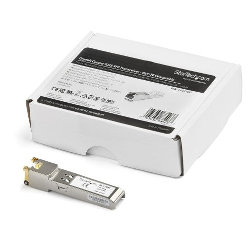 StarTech.com Cisco GLC-TE Compatible Module - 1000BASE-T Copper Industrial Gigabit Ethernet Transceiver - SFP to RJ45 Cat6/Cat5e 100m Extended Temp - Cisco Firepower, IE 2000, C9500, C2960