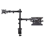 StarTech.com Monitor Arm with VESA Laptop Tray, For a Laptop (4.5kg/9.9lb) and a Single Display up to 32" (17.6lb/8kg), Black, Vented Tray, Adjustable Laptop Arm Mount, C-clamp/Grommet Mount