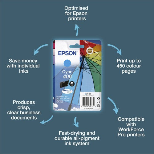 Epson C13T17G24010/406 Ink cartridge cyan 6ml for Epson  WF-3920
