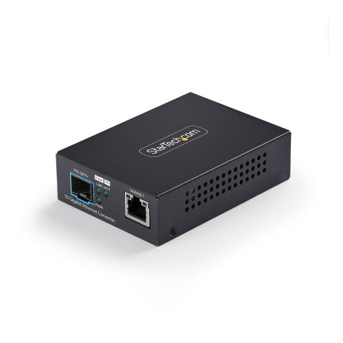 StarTech.com 10GbE Multi-Gigabit SFP+ Fiber Media Converter, 10G/5G/2.5G/1G/100M RJ-45 to 10GBASE-X SFP+, Single-Mode, Multi-Mode, 16K Jumbo Frames, TAA Compliant