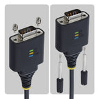 StarTech.com 1ft (30cm) USB-C to Serial Adapter Cable, COM Retention, FTDI Chipset, Type-C to Male DB9 RS232, Status LEDs, Interchangeable DB9 Screws and Nuts