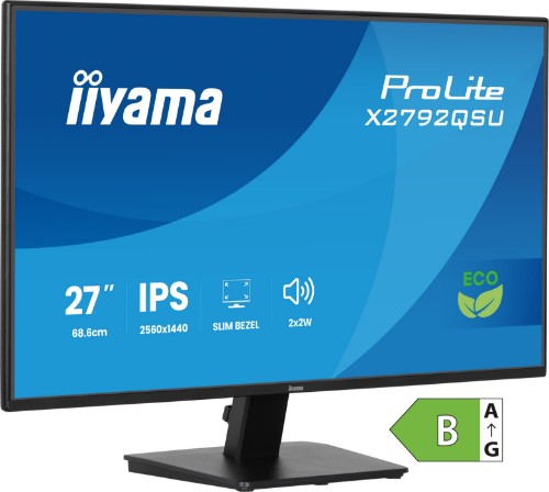 iiyama ProLite 27” IPS QHD panel with 4-side slim bezel and B energy class