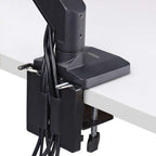 StarTech.com Desk Mount Triple Monitor Arm with Crossbar For Up To Three 27in Screens, VESA 75x75/100x100, Tool-Less Arm Adjustments, C-Clamp/Grommet, Spring-Assisted Arm