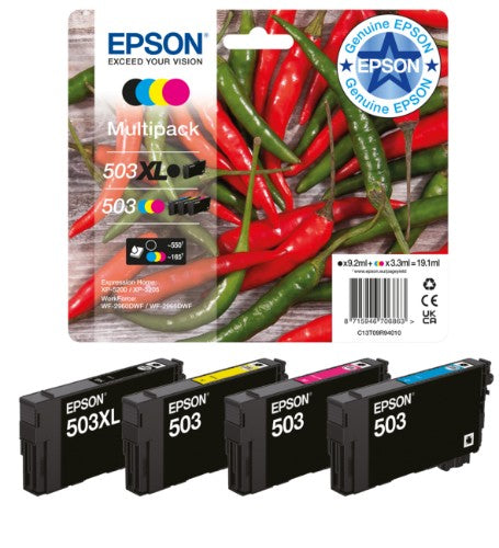 Epson C13T09Q64010/503 Ink cartridge multi pack Bk,C,M,Y 210pg + 3x165pg Pack=4 for Epson XP-5200