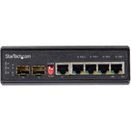 StarTech.com Industrial 6 Port Gigabit Ethernet Switch - 4 PoE RJ45 +2 SFP Slots 30W PoE+ 12-48VDC 10/100/1000 Rugged Power Over Ethernet LAN Switch -40C to 75C - DIN Mountable