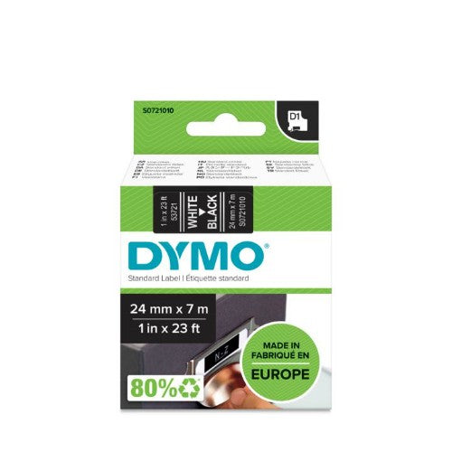 Dymo 53721/S0721010 DirectLabel-etikettes white on black 24mm x 7m for Dymo D1 6-24mm/400 Duo