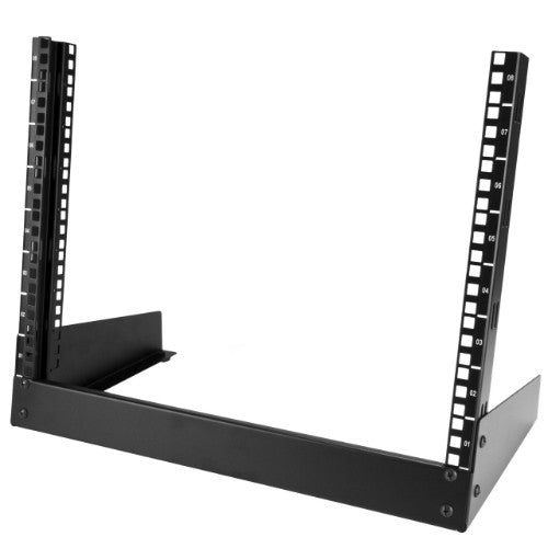 StarTech.com 2-Post 8U Desktop Server Rack, Small Open Frame 19in Computer Rack, Compact Network Rack for AV / Studio / Data / IT Equipment - Free Standing Two-Post Home/Office Rack