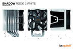 be quiet! Shadow Rock 3 White CPU Cooler, Single 120mm PWM Fan, For Intel Socket: 1700/1200 / 2066 / 1150 / 1151 / 1155 / 2011(-3) Square ILM, For AMD Socket: AM4 / AM3(+), 190W TDP, 163mm Height