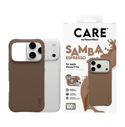 PanzerGlass CARE by ® Fashionable Case Samba Espresso w. MagSafe iPhone 17 Pro