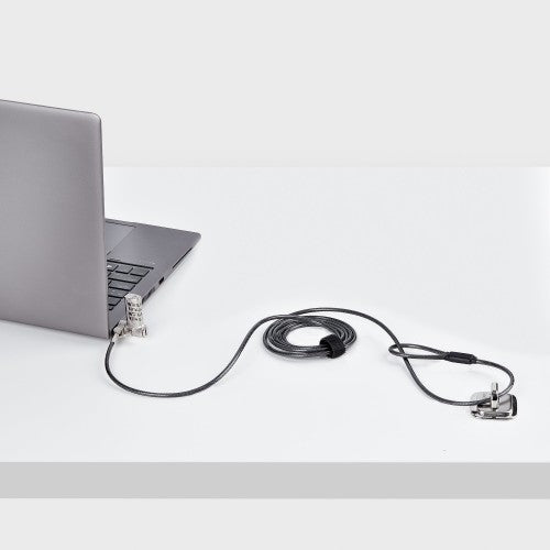 StarTech.com Universal Laptop Lock 6.6ft (2m), Security Cable For Notebook Compatible With Noble Wedge®/Nano/K-Slot; Keyless Combination Locking Cable, Anti-Theft Cut-Resistant Steel Cable - TAA