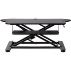 StarTech.com Corner Sit Stand Desk Converter with Keyboard Tray - Large Surface (35" x 21") - Height Adjustable Ergonomic Desktop/Tabletop Standing Workstation - Supports Dual Monitors - TAA