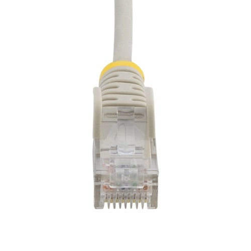 StarTech.com 25cm Gray Slim CAT6 Ethernet Cable, Snagless, 100W PoE, UTP, LSZH, 28AWG Pure Bare Copper Wire, Slim RJ45 Network Patch Cord w/Strain Reliefs, Fluke Tested