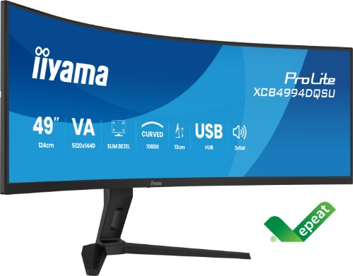 iiyama ProLite XCB4994DQSU-B1 computer monitor 124.5 cm (49") 5120 x 1440 pixels Dual QHD LCD Black