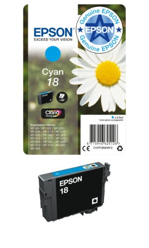 Epson C13T18014012/18 Ink cartridge black, 175 pages 5ml for Epson XP 30