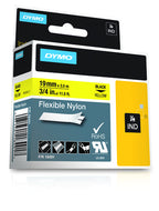 Dymo 18491/S0718090 Ribbon Nylon flexible black on yellow 19mm x 3,5m for Dymo Rhino 6-19mm/24mm
