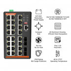 SilverNet SIL 73424MP network switch Managed L2 Gigabit Ethernet (10/100/1000) Power over Ethernet (PoE) Black