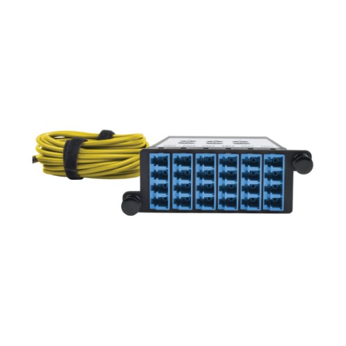 Tripp Lite N482-3M8L12S-B 40/100Gb Fiber Breakout Cassette with Built-In MTP Cables, 40Gb to 4 x 10Gb, 100Gb to 4 x 25Gb, (x3) 8-Fiber Singlemode MTP/MPO to (x12) LC Duplex 9/125