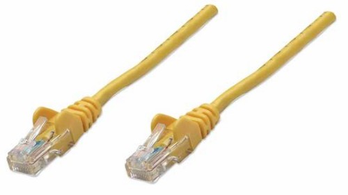 Intellinet Network Patch Cable, Cat5e, 0.5m, Yellow, CCA, U/UTP, PVC, RJ45, Gold Plated Contacts, Snagless, Booted, Lifetime Warranty