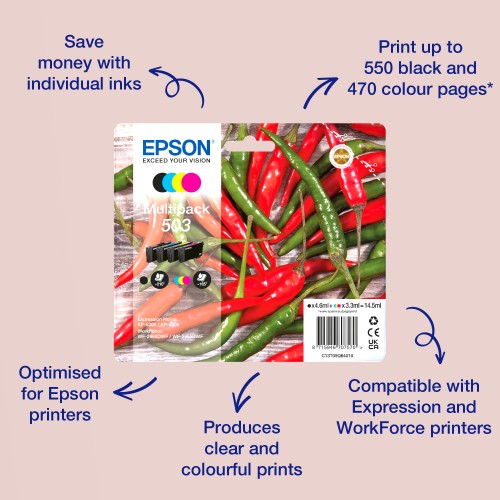 Epson C13T09Q64010/503 Ink cartridge multi pack Bk,C,M,Y 210pg + 3x165pg Pack=4 for Epson XP-5200