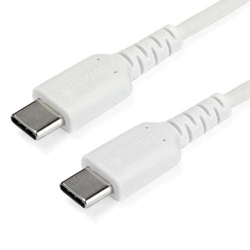 StarTech.com 6.6ft (2m) USB-C Fast Charging Cable, Rugged, Charge & Sync, 60W (3A) PD, USB 2.0, White TPE Jacket and Aramid Fiber - USB C Charging Cord