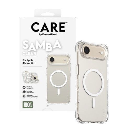 PanzerGlass CARE by ® Fashionable Case Samba Transparent w. White MagSafe iPhone Air