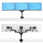 StarTech.com Desk Mount Triple Monitor Arm For Up To Three 27in Screens, VESA 75x75/100x100, Tool-Less Arm Adjustments, C-Clamp/Grommet Mount, Mechanical Spring Arm