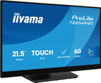 iiyama 21.5” Optical Bonded PCAP 10pt touchscreen monitor featuring IPS panel technology, Anti Glare coating, active stylus support (MPP 2.0) and edge-to-edge glass