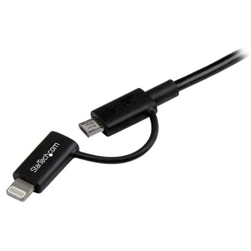 StarTech.com 1 m (3 ft.) 2 in 1 Charging Cable - USB to Lightning or Micro-USB for iPhone / iPad / iPod / Android - Apple MFi Certified - Multi Phone Charger - USB 2.0