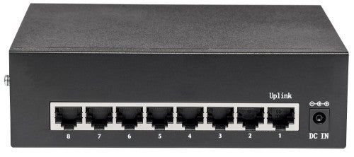 Intellinet 8-Port Gigabit Ethernet PoE+ Switch, IEEE 802.3at/af Power over Ethernet (PoE+/PoE) Compliant, 60 W, Desktop (UK power cord)