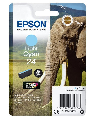 Epson C13T24254012/24 Ink cartridge light cyan, 360 pages 5,1ml for Epson XP 750