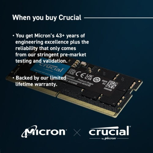 Crucial CT16G56C46S5 memory module 16 GB 1 x 16 GB DDR5 262-pin SO-DIMM ECC