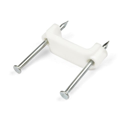 StarTech.com 100 Pack Cable Clips with Nails - Two Steel Nails - Reusable Nail-in Clamps - Brick/Drywall Cable Fasteners - Ethernet Cord/AV/Coax Cable - Mounting Cable Tacks - White - TAA