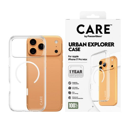 PanzerGlass CARE by ® Flagship Case Transparent Urban Explorer w. White MagSafe iPhone 17 Pro Max