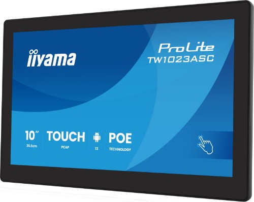 iiyama TW1023ASC-B3P Signage Display Kiosk design 25.6 cm (10.1") Wi-Fi 385 cd/m² WXGA Black Touchscreen Built-in processor Android 24/7