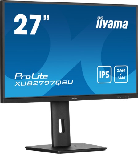 iiyama ProLite 27” QHD IPS technology panel with USB hub and 100Hz refresh rate and 150mm height adjustable stand