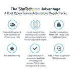 StarTech.com 42U 4-Post Server Rack, 19in Open Frame Rack with 40in (101cm) Mounting Depth and 1323lb (600kg) Weight Capacity, Mobile or Floor Mount IT Rack