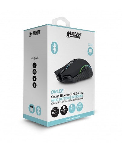 Urban Factory Onlee mouse Gaming Ambidextrous RF Wireless + Bluetooth Optical 2400 DPI
