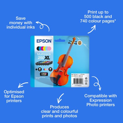 Epson C13T16P84010/250XL Ink cartridge multi pack Bk,C,M,Y,LC,LM high-capacity 10,2ml + 3x8,9ml + 2x10ml Pack=6 for Epson Expression Photo XP-980