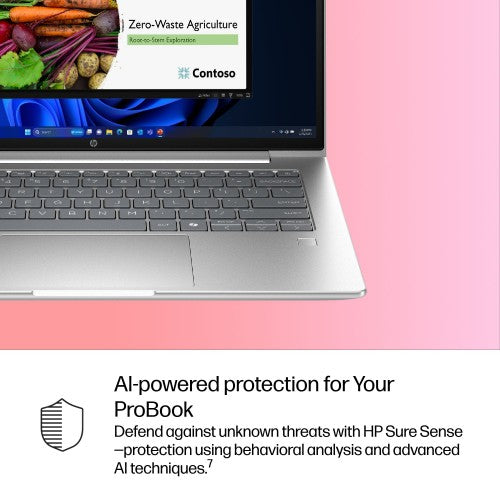 HP ProBook 4 14 G1i AI Intel Core Ultra 5 225U Laptop 35.6 cm (14") WUXGA 16 GB DDR5-SDRAM 256 GB SSD Wi-Fi 6E (802.11ax) Windows 11 Pro AI PC Silver
